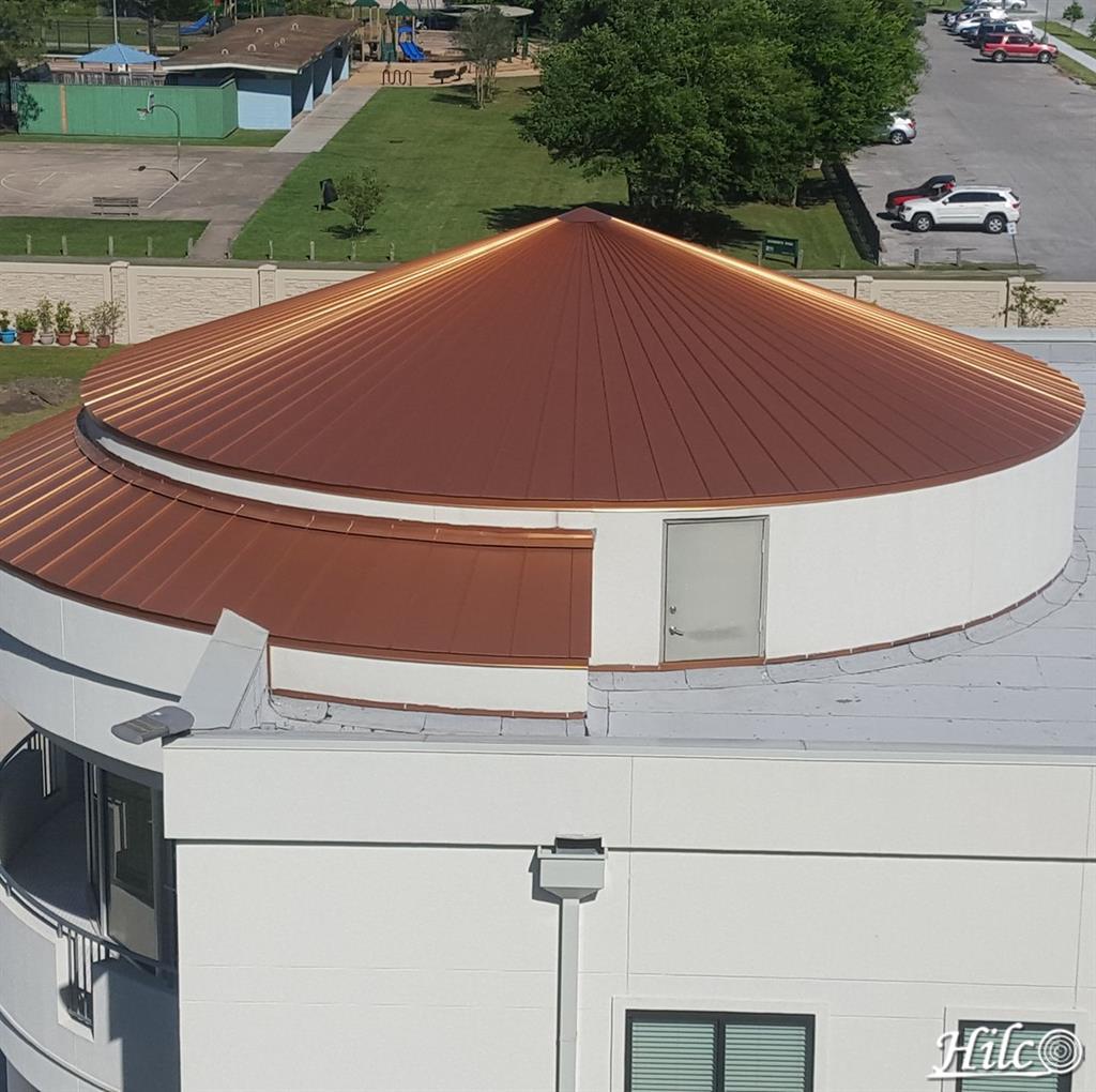 Circular steel colored metal roofing