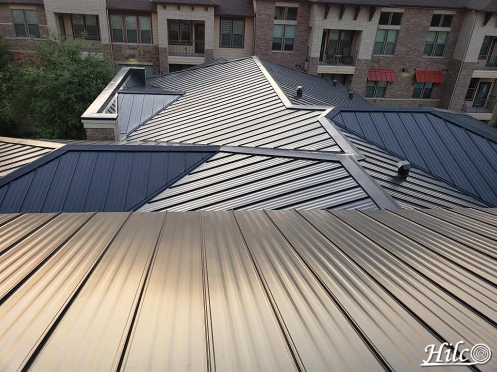 Dark charcoal gray metal roofing
