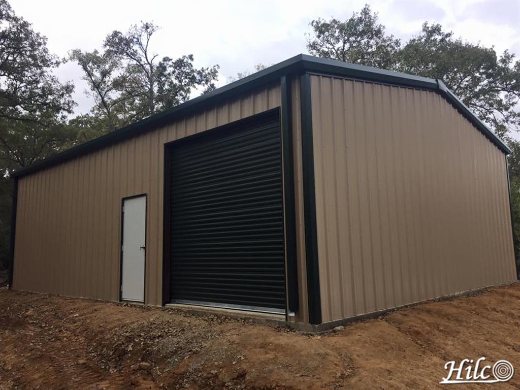 Tan/Sand Steel Shop with green trim